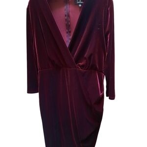 Lulus Burgundy Velvet V-Neck Dress